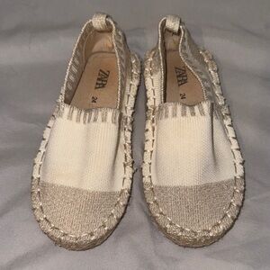 Zara Cream and Tan Slip-On Espadrilles